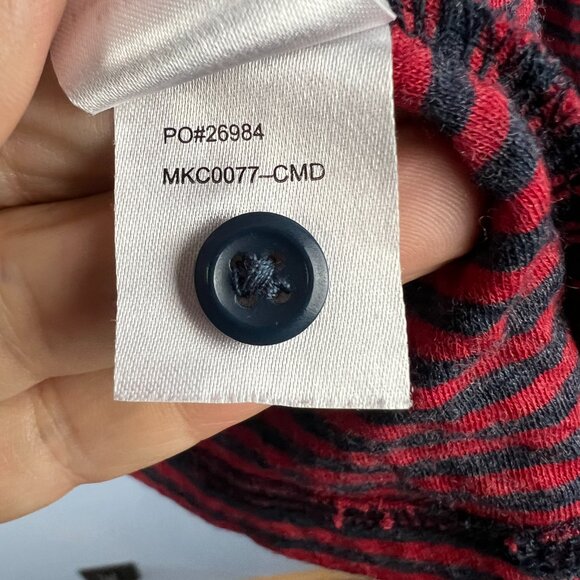 Faherty Mens Cloud Long Sleeve Henley Red Blue Cumberland Stripe Pima Cotton - Picture 6 of 7